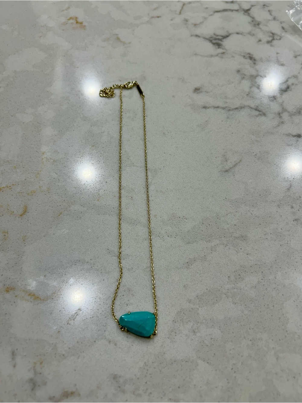 Kendra Scott Gold Necklace with Turquoise Teardrop